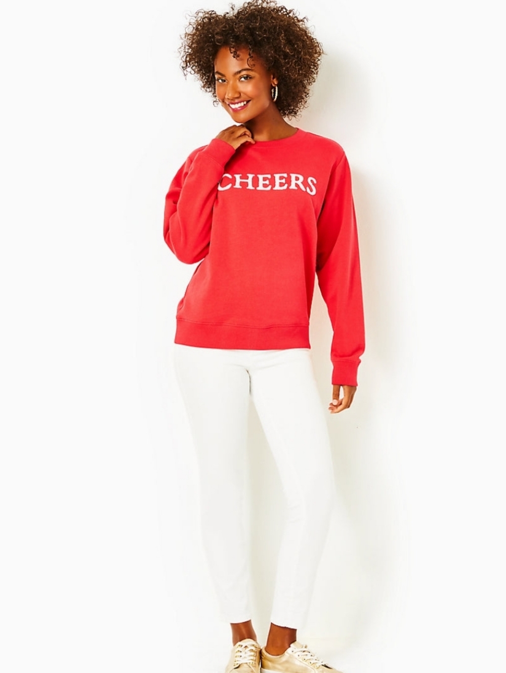 Lilly Pulitzer Red 'CHEERS' Crewneck Sweatshirt Size M